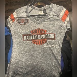 Harley-Davidson Gray Tee with Orange Logo